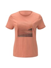 TOM TAILOR Damen T-Shirt mit Motivprint, braun, Gr.S