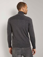 Strukturierte Strickjacke mit Stehkragen - Männer - Black Grey Melange Strukturierte Strickjacke mit Stehkragen - Männer - Black Grey Melange - 2 - TOM TAILOR