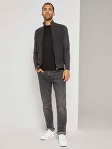 Strukturierte Strickjacke mit Stehkragen - Männer - Black Grey Melange Strukturierte Strickjacke mit Stehkragen - Männer - Black Grey Melange - 3 - TOM TAILOR