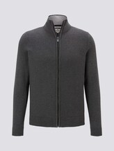 Strukturierte Strickjacke mit Stehkragen - Männer - Black Grey Melange Strukturierte Strickjacke mit Stehkragen - Männer - Black Grey Melange - 7 - TOM TAILOR