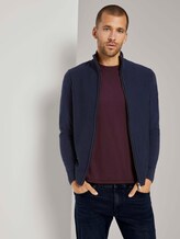 Strukturierte Strickjacke mit Stehkragen - Männer - Knitted Navy Strukturierte Strickjacke mit Stehkragen - Männer - Knitted Navy - 5 - TOM TAILOR