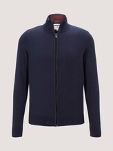 Strukturierte Strickjacke mit Stehkragen - Männer - Knitted Navy Strukturierte Strickjacke mit Stehkragen - Männer - Knitted Navy - 7 - TOM TAILOR