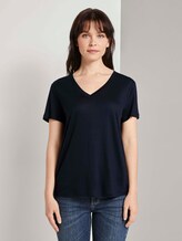 Basic T-Shirt aus Lyocell - Frauen - Sky Captain Blue Basic T-Shirt aus Lyocell - Frauen - Sky Captain Blue - 1 - TOM TAILOR