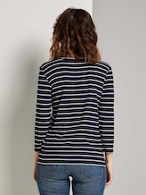 Shirt mit V-Ausschnitt - Frauen - navy stripe Shirt mit V-Ausschnitt - Frauen - navy stripe - 2 - TOM TAILOR