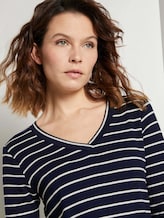 Shirt mit V-Ausschnitt - Frauen - navy stripe Shirt mit V-Ausschnitt - Frauen - navy stripe - 9 - TOM TAILOR