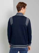 Melierte Strickjacke mit Stehkragen - Männer - Knitted Navy Melierte Strickjacke mit Stehkragen - Männer - Knitted Navy - 2 - TOM TAILOR