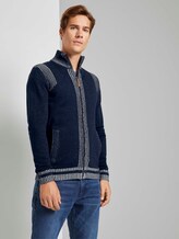 Melierte Strickjacke mit Stehkragen - Männer - Knitted Navy Melierte Strickjacke mit Stehkragen - Männer - Knitted Navy - 5 - TOM TAILOR