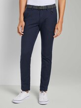 Strukturierte Chinohose mit Gürtel - Männer - navy pinstripe Strukturierte Chinohose mit Gürtel - Männer - navy pinstripe - 1 - TOM TAILOR Denim