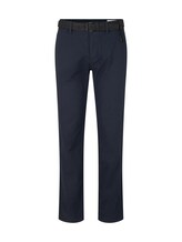 TOM TAILOR DENIM Herren Strukturierte Chinohose mit Gürtel, blau, Uni, Gr. 30/34