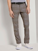 Strukturierte Chinohose mit Gürtel - Männer - brown beige check Strukturierte Chinohose mit Gürtel - Männer - brown beige check - 1 - TOM TAILOR Denim