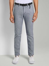 Strukturierte Chinohose mit Gürtel - Männer - navy white dobby yarn dye Strukturierte Chinohose mit Gürtel - Männer - navy white dobby yarn dye - 1 - TOM TAILOR Denim
