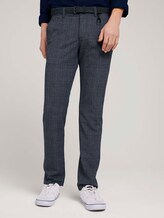 Strukturierte Chinohose mit Gürtel - Männer - navy grindle check Strukturierte Chinohose mit Gürtel - Männer - navy grindle check - 1 - TOM TAILOR Denim