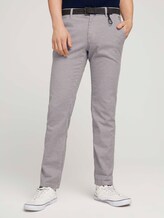 Strukturierte Chinohose mit Gürtel - Männer - beige navy brown houndstooth Strukturierte Chinohose mit Gürtel - Männer - beige navy brown houndstooth - 1 - TOM TAILOR Denim