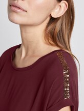 T-Shirt with sequined embellishments - Women - Deep Burgundy Red T-Shirt with sequined embellishments - Women - Deep Burgundy Red - 10 - TOM TAILOR