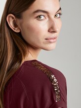 T-Shirt with sequined embellishments - Women - Deep Burgundy Red T-Shirt with sequined embellishments - Women - Deep Burgundy Red - 9 - TOM TAILOR
