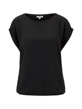 TOM TAILOR Damen T-Shirt mit Pailletten-Verzierung, schwarz, Gr.M