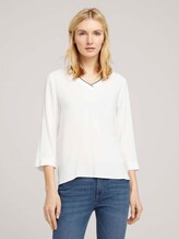Basic Bluse mit V-Ausschnitt - Frauen - Whisper White Basic Bluse mit V-Ausschnitt - Frauen - Whisper White - 1 - TOM TAILOR