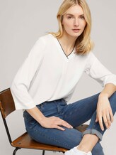 Basic Bluse mit V-Ausschnitt - Frauen - Whisper White Basic Bluse mit V-Ausschnitt - Frauen - Whisper White - 5 - TOM TAILOR