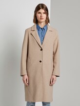 Langer Mantel mit Seitenschlitzen - Frauen - powder beige melange Langer Mantel mit Seitenschlitzen - Frauen - powder beige melange - 1 - TOM TAILOR