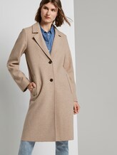 Langer Mantel mit Seitenschlitzen - Frauen - powder beige melange Langer Mantel mit Seitenschlitzen - Frauen - powder beige melange - 5 - TOM TAILOR
