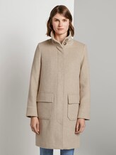 Moderner Mantel mit Stehkragen - Frauen - powder beige twill structure Moderner Mantel mit Stehkragen - Frauen - powder beige twill structure - 1 - TOM TAILOR