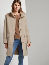 Moderner Mantel mit Stehkragen - Frauen - powder beige twill structure Moderner Mantel mit Stehkragen - Frauen - powder beige twill structure - 5 - TOM TAILOR