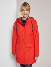 Coated rain jacket with a hood - Women - Strong Red Coated rain jacket with a hood - Women - Strong Red - 1 - TOM TAILOR
