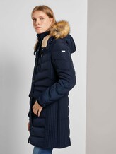Lange Pufferjacke mit Fellbesatz - Frauen - Sky Captain Blue Lange Pufferjacke mit Fellbesatz - Frauen - Sky Captain Blue - 1 - TOM TAILOR