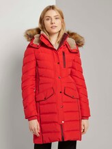 Lange Pufferjacke mit Fellbesatz - Frauen - Strong Red Lange Pufferjacke mit Fellbesatz - Frauen - Strong Red - 1 - TOM TAILOR