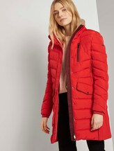 Lange Pufferjacke mit Fellbesatz - Frauen - Strong Red Lange Pufferjacke mit Fellbesatz - Frauen - Strong Red - 5 - TOM TAILOR