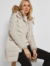 Lange Pufferjacke mit Fellbesatz - Frauen - dusty alabaster Lange Pufferjacke mit Fellbesatz - Frauen - dusty alabaster - 5 - TOM TAILOR