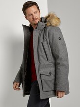 Lange Winterjacke mit Fellkragen - Männer - grey brushed wool optic Lange Winterjacke mit Fellkragen - Männer - grey brushed wool optic - 5 - TOM TAILOR