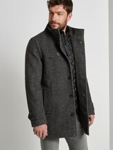 Wool coat with a quilted undercoat - Men - grey big herringbone Wool coat with a quilted undercoat - Men - grey big herringbone - 5 - TOM TAILOR