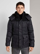 Gesteppte Winterjacke mit Kapuze - Männer - grey twill structure Gesteppte Winterjacke mit Kapuze - Männer - grey twill structure - 1 - TOM TAILOR