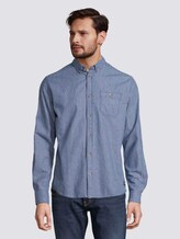 Striped shirt with a chest pocket - Men - blue with white thin stripe Striped shirt with a chest pocket - Men - blue with white thin stripe - 1 - TOM TAILOR
