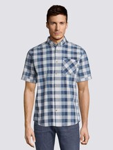 Kariertes Kurzarm-Hemd in Indigo - Männer - blue indigo dobby check Kariertes Kurzarm-Hemd in Indigo - Männer - blue indigo dobby check - 1 - TOM TAILOR