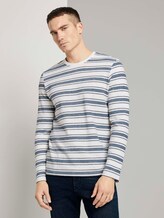 Gestreiftes Langarmshirt mit Struktur - Männer - after dark blue Gestreiftes Langarmshirt mit Struktur - Männer - after dark blue - 1 - TOM TAILOR
