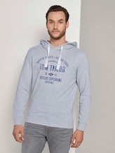 Hoodie mit Logoprint - Männer - Light Stone Grey Melange Hoodie mit Logoprint - Männer - Light Stone Grey Melange - 1 - TOM TAILOR