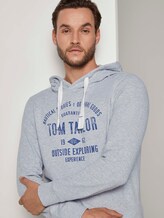 Hoodie mit Logoprint - Männer - Light Stone Grey Melange Hoodie mit Logoprint - Männer - Light Stone Grey Melange - 10 - TOM TAILOR