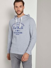 Hoodie mit Logoprint - Männer - Light Stone Grey Melange Hoodie mit Logoprint - Männer - Light Stone Grey Melange - 5 - TOM TAILOR