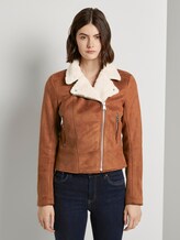Wildleder-Bikerjacke mit Teddykragen - Frauen - burnt hazelnut brown Wildleder-Bikerjacke mit Teddykragen - Frauen - burnt hazelnut brown - 1 - TOM TAILOR Denim