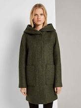 Bouclé-Mantel mit breiter Kapuze - Frauen - olive green melange Bouclé-Mantel mit breiter Kapuze - Frauen - olive green melange - 1 - TOM TAILOR Denim