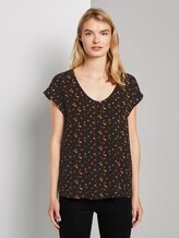 Gemusterte Kurzarm-Tunikabluse - Frauen - black red flower print Gemusterte Kurzarm-Tunikabluse - Frauen - black red flower print - 1 - TOM TAILOR Denim