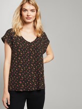 Gemusterte Kurzarm-Tunikabluse - Frauen - black red flower print Gemusterte Kurzarm-Tunikabluse - Frauen - black red flower print - 5 - TOM TAILOR Denim
