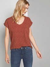 Gemusterte Kurzarm-Tunikabluse - Frauen - rust white dot Gemusterte Kurzarm-Tunikabluse - Frauen - rust white dot - 5 - TOM TAILOR Denim