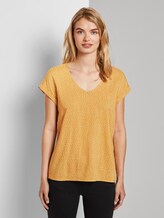 Gemusterte Kurzarm-Tunikabluse - Frauen - yellow white dot Gemusterte Kurzarm-Tunikabluse - Frauen - yellow white dot - 1 - TOM TAILOR Denim