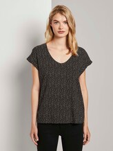 Gemusterte Kurzarm-Tunikabluse - Frauen - black white dot Gemusterte Kurzarm-Tunikabluse - Frauen - black white dot - 1 - TOM TAILOR Denim