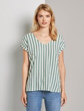 Gemusterte Kurzarm-Tunikabluse - Frauen - mineral blue vertical stripe Gemusterte Kurzarm-Tunikabluse - Frauen - mineral blue vertical stripe - 1 - TOM TAILOR Denim