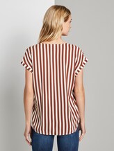 Gemusterte Kurzarm-Tunikabluse - Frauen - rust white vertical stripe Gemusterte Kurzarm-Tunikabluse - Frauen - rust white vertical stripe - 2 - TOM TAILOR Denim