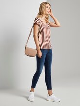 Gemusterte Kurzarm-Tunikabluse - Frauen - rust white vertical stripe Gemusterte Kurzarm-Tunikabluse - Frauen - rust white vertical stripe - 3 - TOM TAILOR Denim